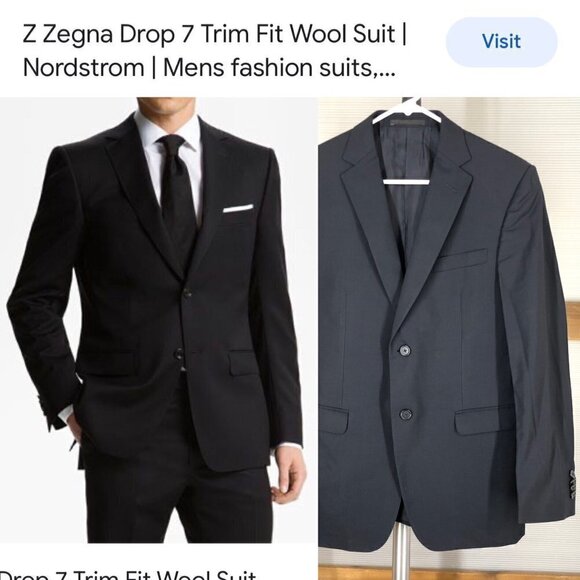 Z Zegna Drop 7 100% Wool Navy Check Trim Fit Blazer Jacket  ITA 48C =‎ US 38S - Picture 2 of 15